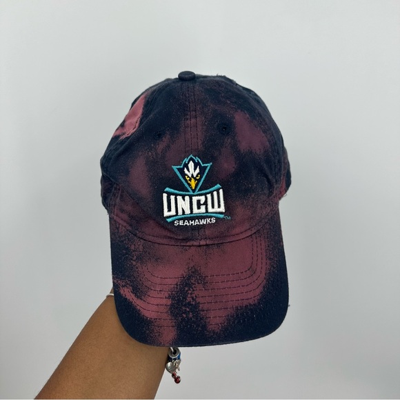 UNCW Seahawks Custom Bleach Splatter Cap Hat OS Upcycled School Gear Sports - Picture 2 of 8